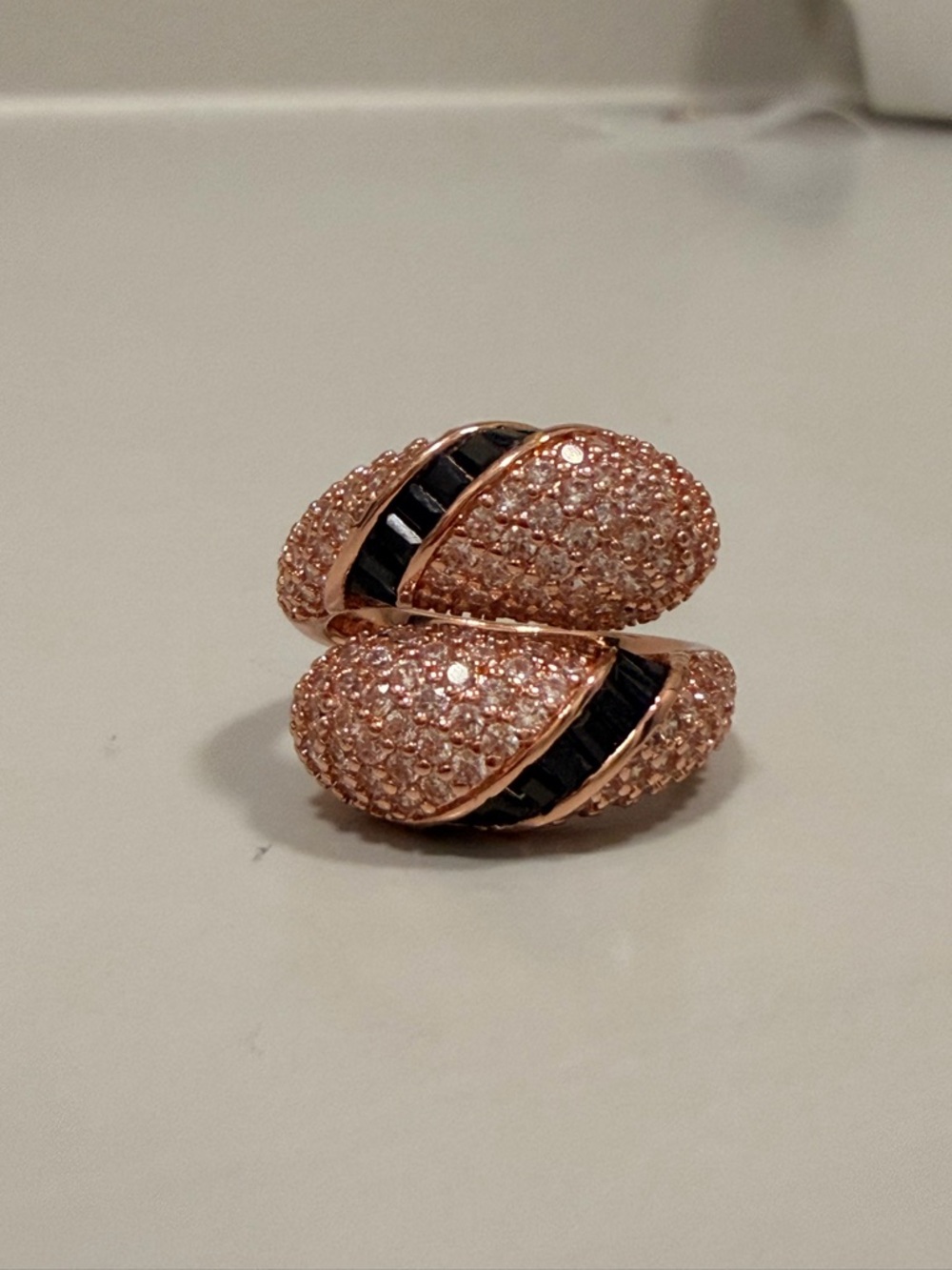Bomb Party NWOT! Rose Gold Crystal Dome Ring with Black Accent